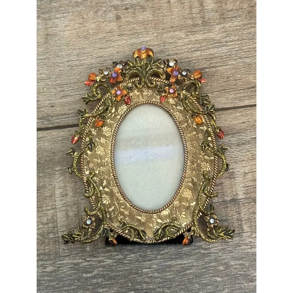 Wood Mirror Oval Frame Antique Style Thai Handicraft Stained Glass Home Decor